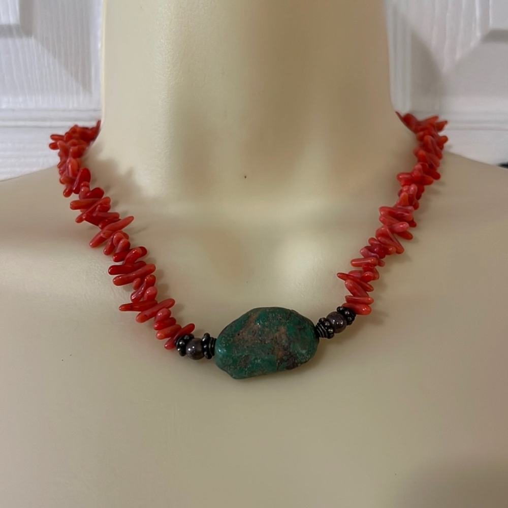 Coral and Jade Choker Necklace